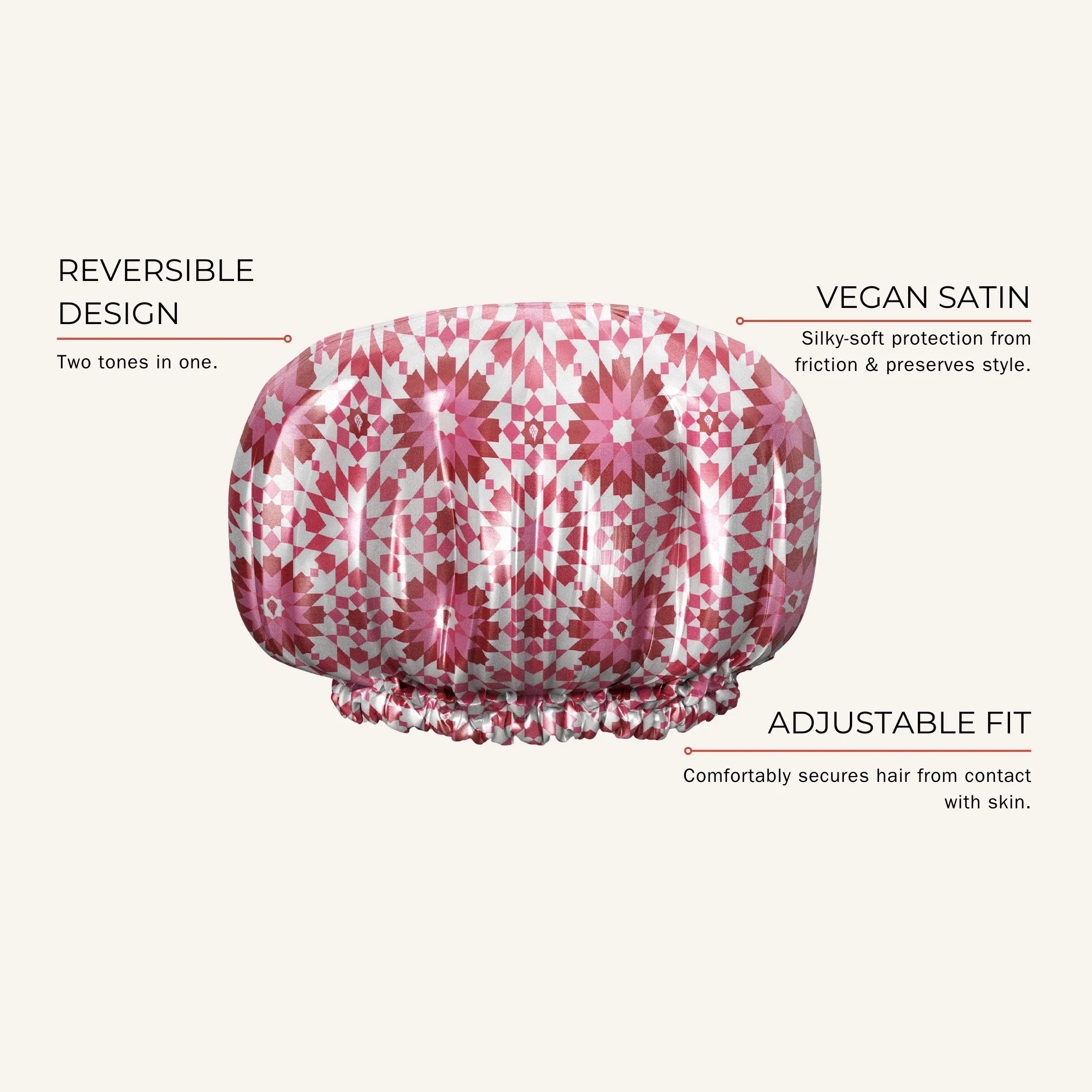 Reversible Satin Hair Bonnet Pink - Image 3