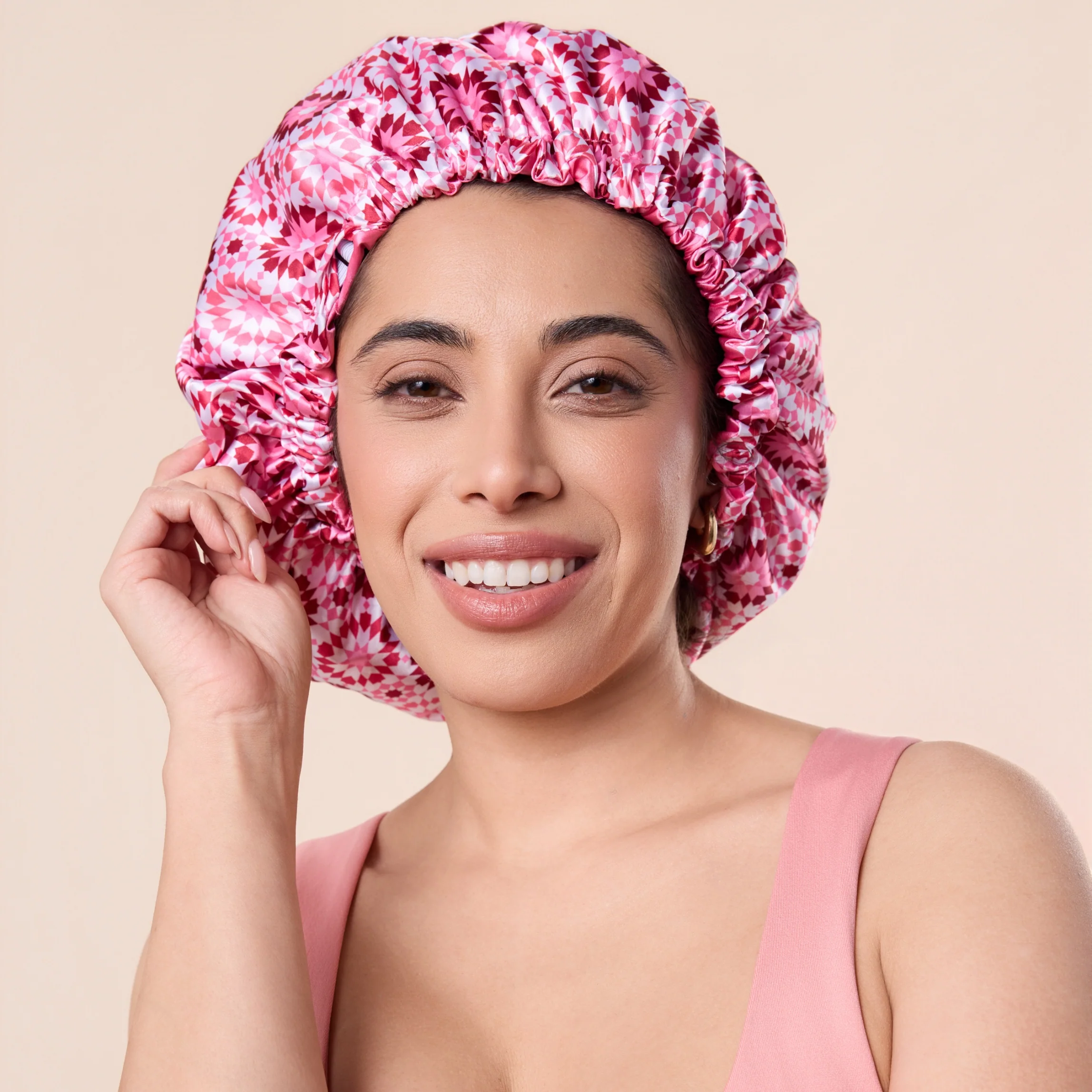 Reversible Satin Hair Bonnet Pink - Image 6